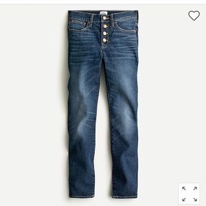 J Crew 9” High Rise Skinny Jeans with button fly
